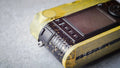 Leather art replacement with gold sprinkled lizard skin material/black