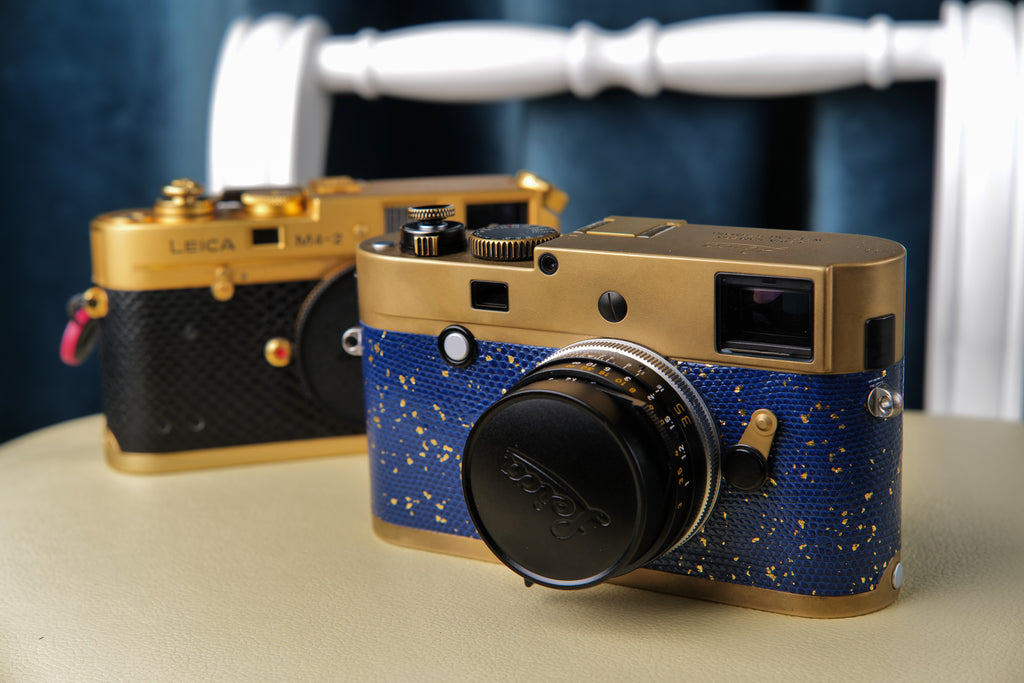 Brass surface treatment，Leather art replacement with gold sprinkled lizard skin material/Blue