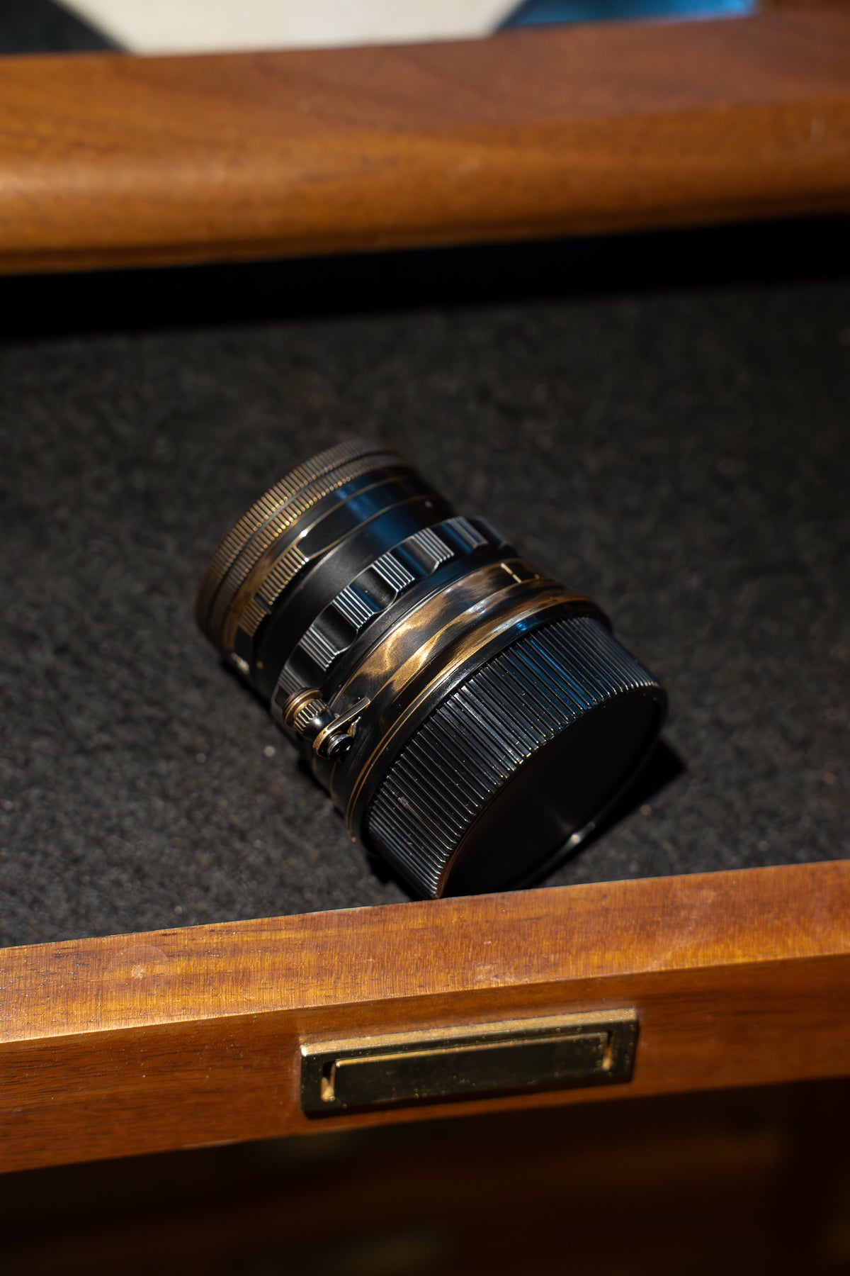 50mm Lens Custom Vintage Reset black paint/exposed copper to make old
