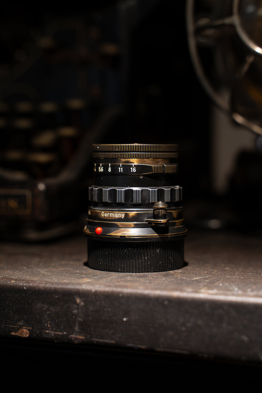 50mm Lens Custom Vintage Reset black paint/exposed copper to make old