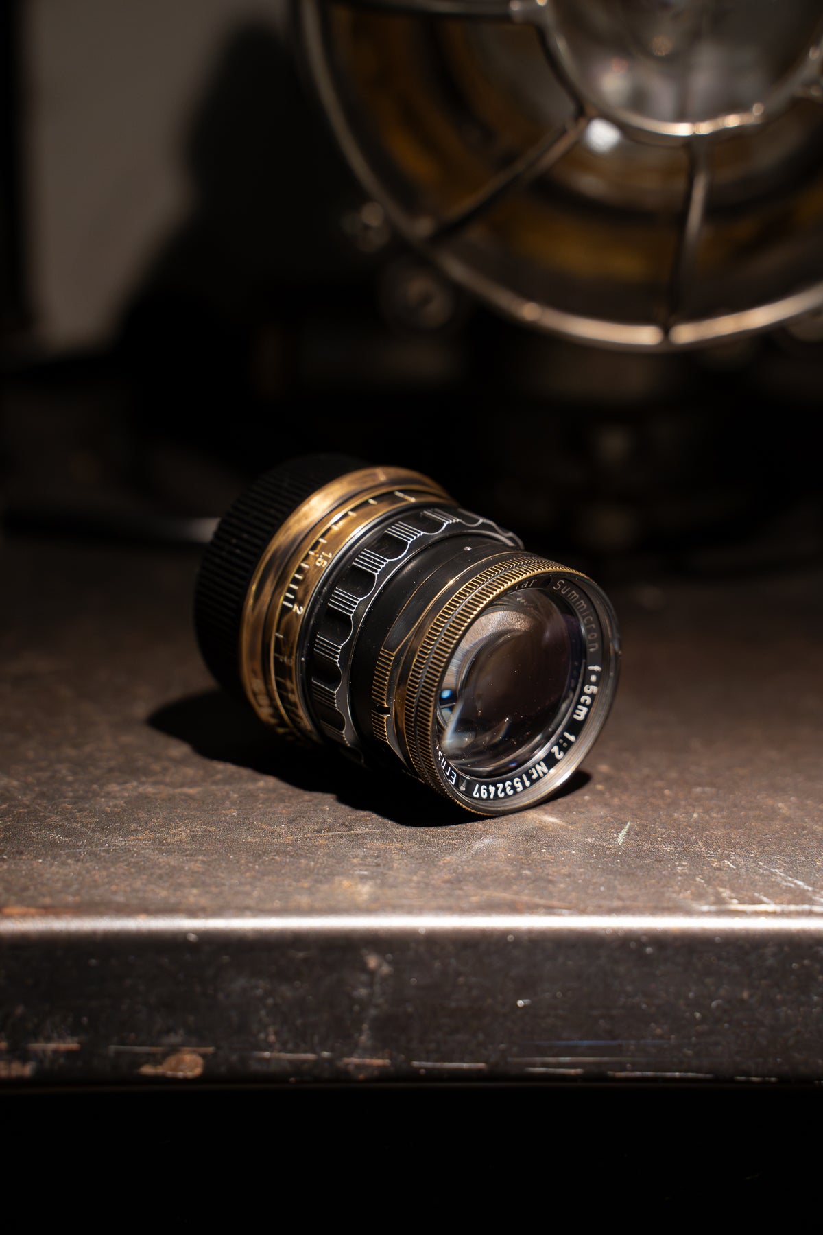 50mm Lens Custom Vintage Reset black paint/exposed copper to make old