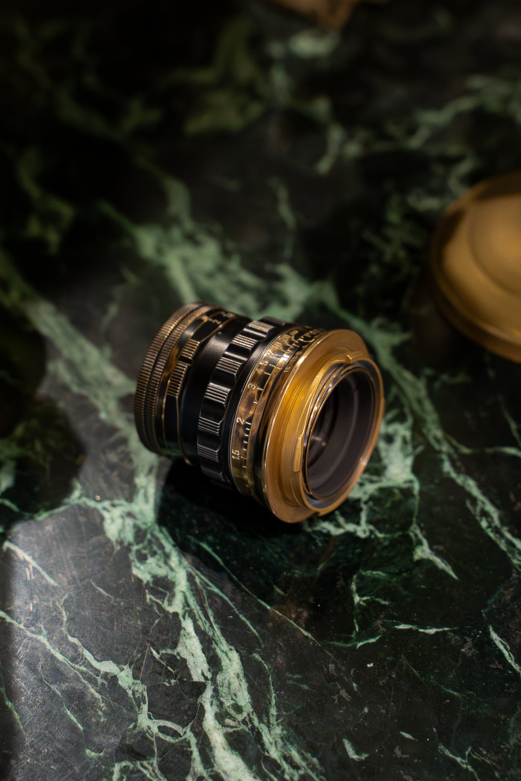 50mm Lens Custom Vintage Reset black paint/exposed copper to make old