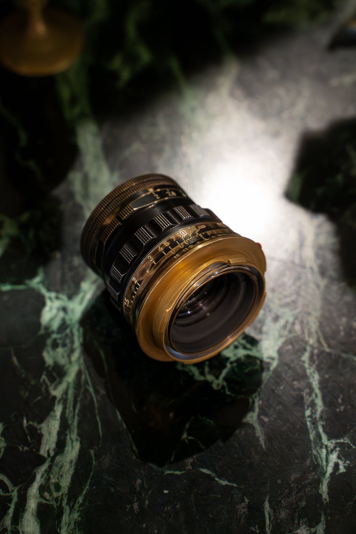 50mm Lens Custom Vintage Reset black paint/exposed copper to make old