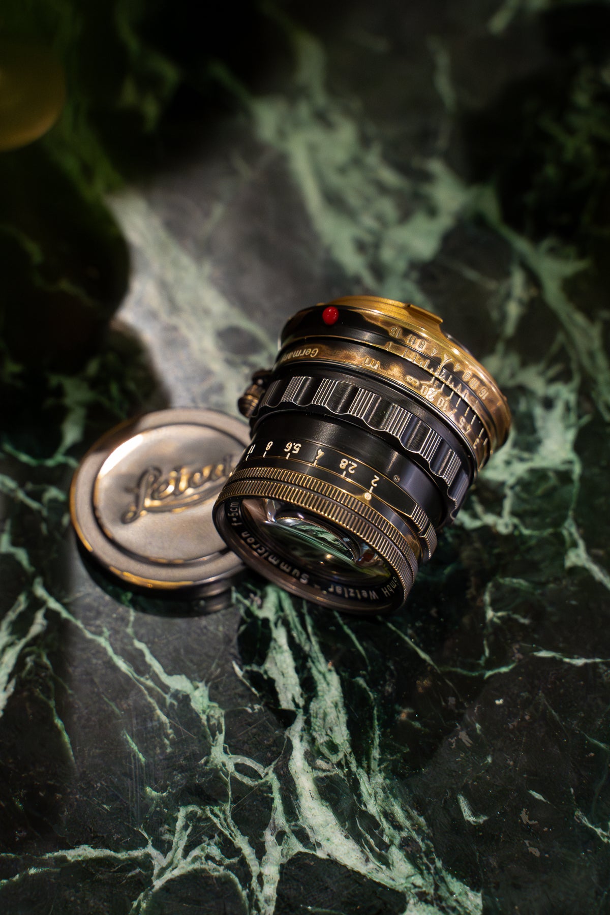 50mm Lens Custom Vintage Reset black paint/exposed copper to make old