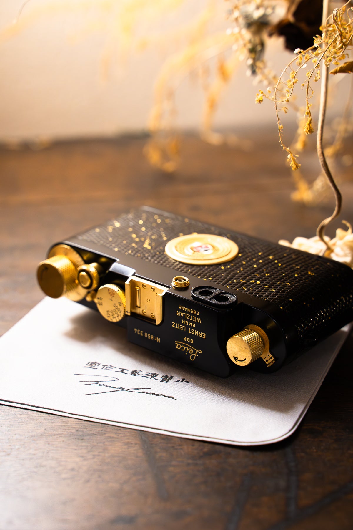 IIIG 24K Golden Customization,Leather art replacement with gold sprinkled lizard skin material/black